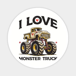 I Love Monster Truck Magnet